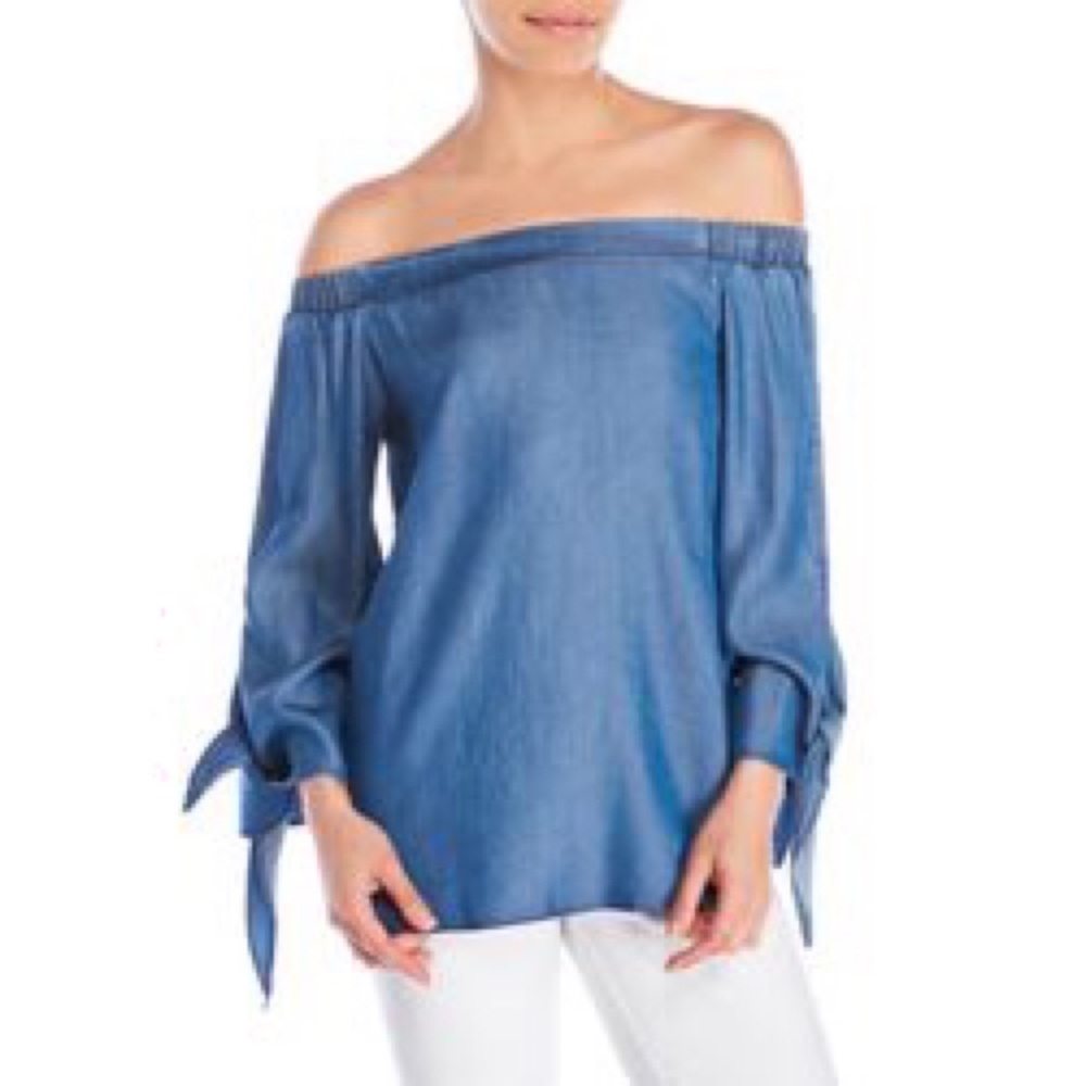 Philosophy off the shoulder top with tie sleeves
